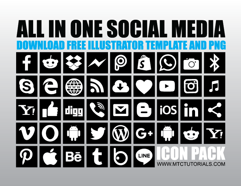 social media logo black and white png