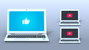 youtube like button with laptop screen
