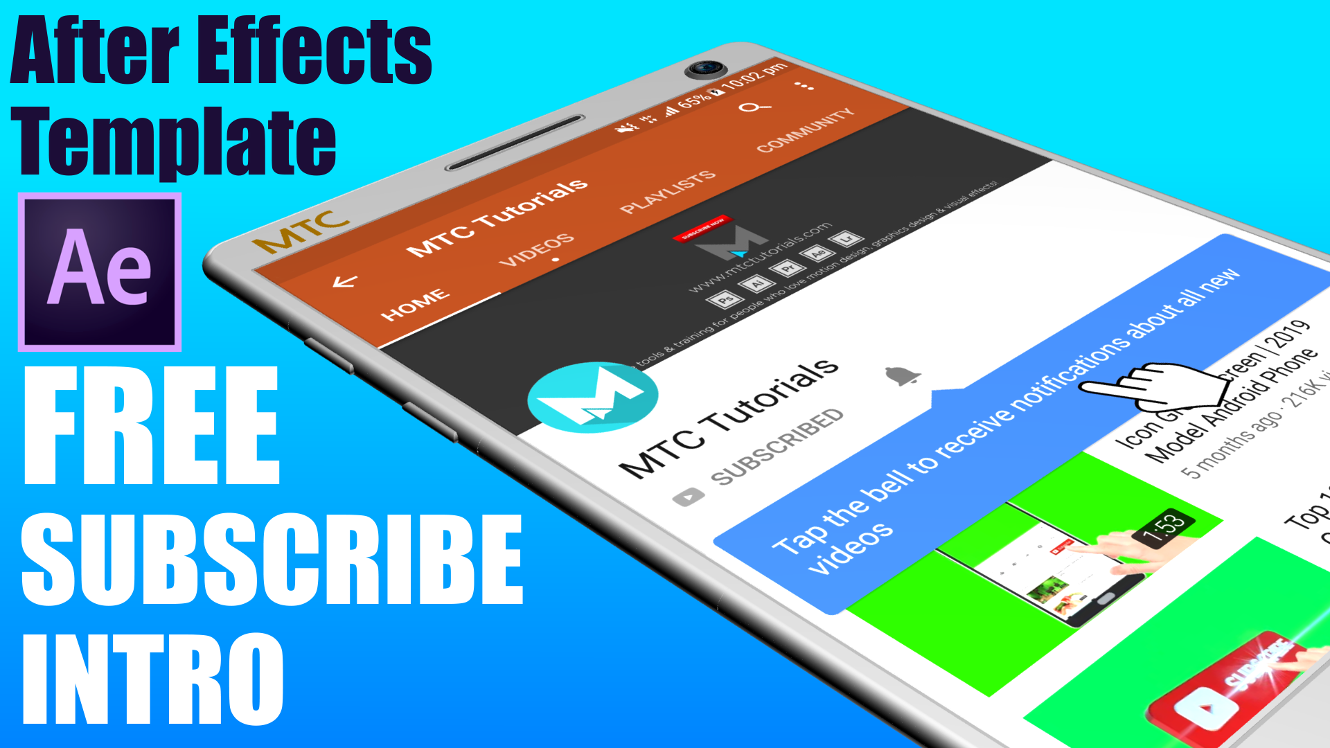 Youtube 3D Subscribe Button and Bell Icon Free After Effects Templates
