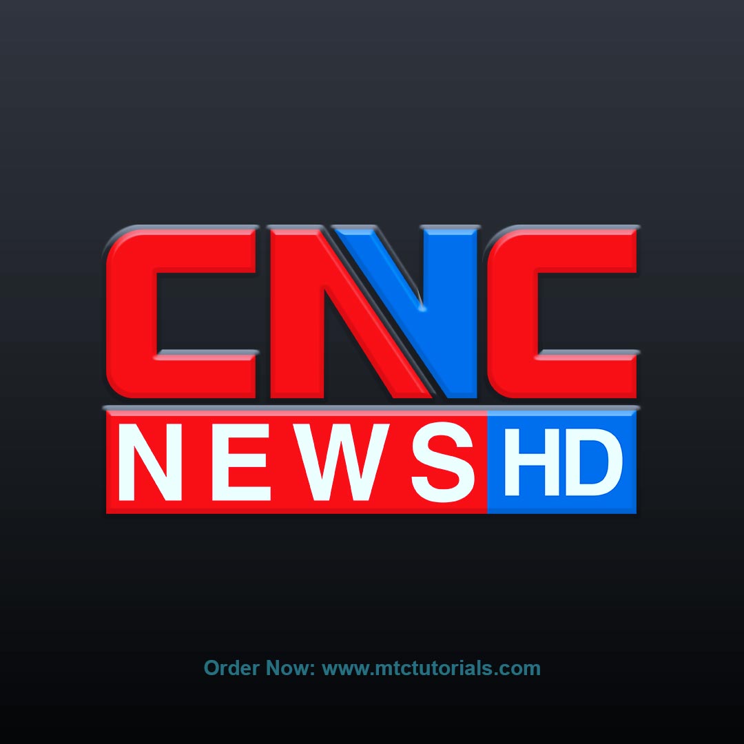 CNC News HD logo design red and blue color by mtc tutorials
