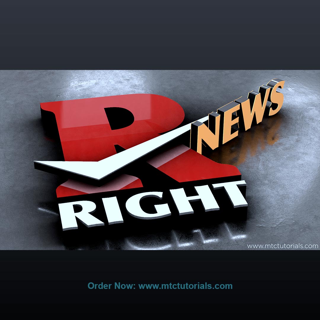 Right News 3D logo design by mtc tutorials