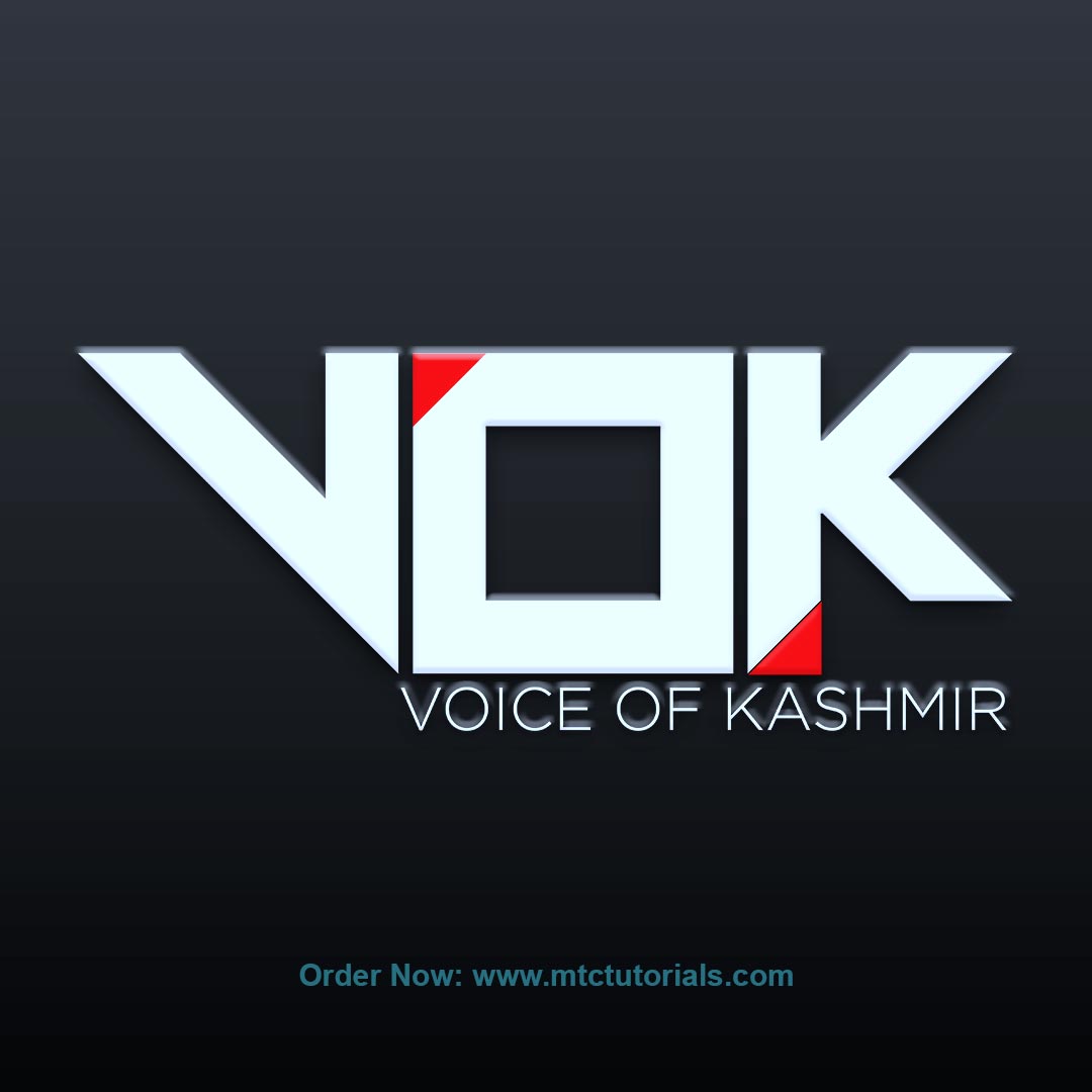 VOK Voice of kashmir red and white logo created by mtc tutorials