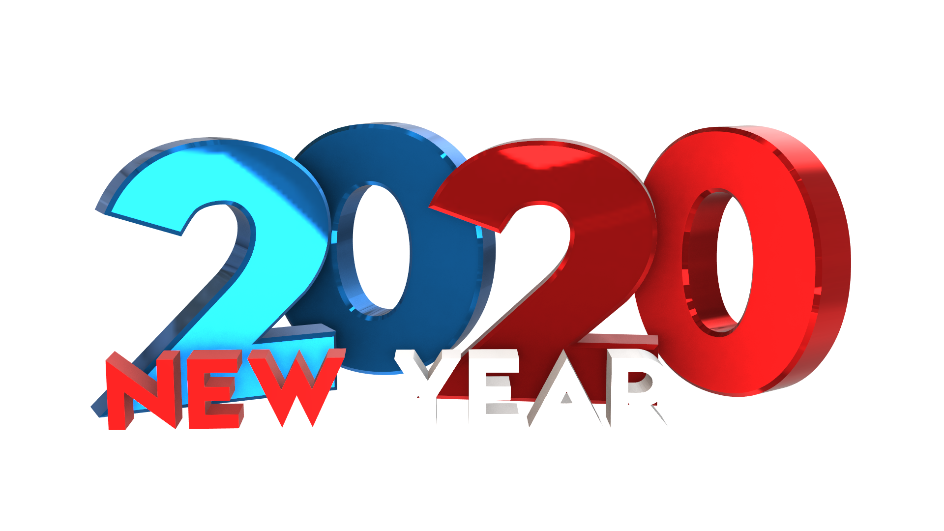 Colorful 3D Happy new year 2020 png transparent images free