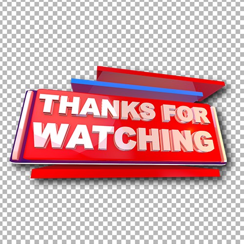 Thanks for watching png 3D text thumbnail