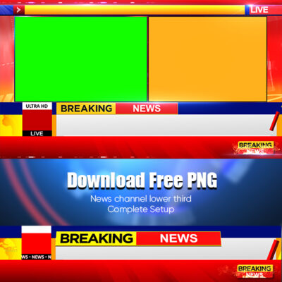 Colorful news channel lower third and frames free green screen