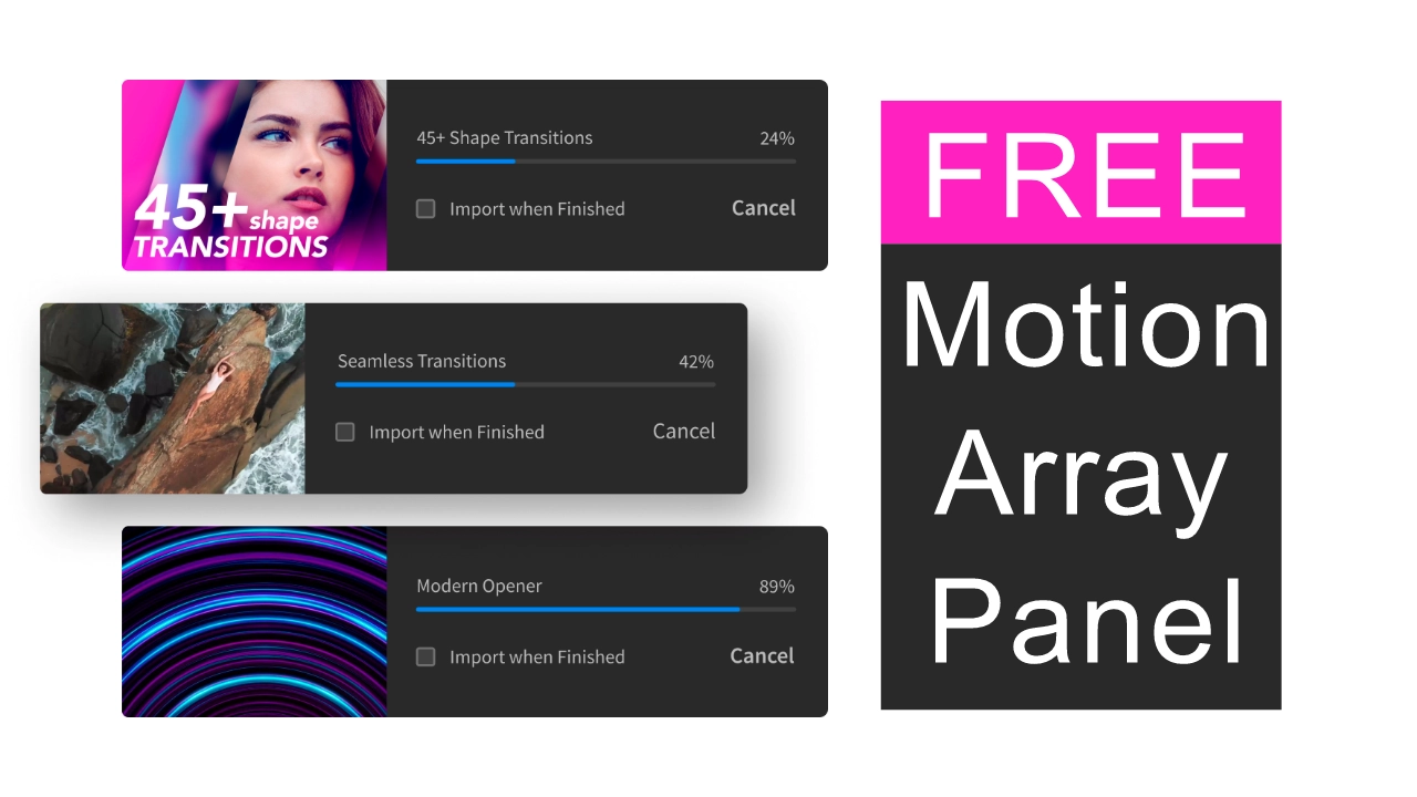 Motion array panel for after effects