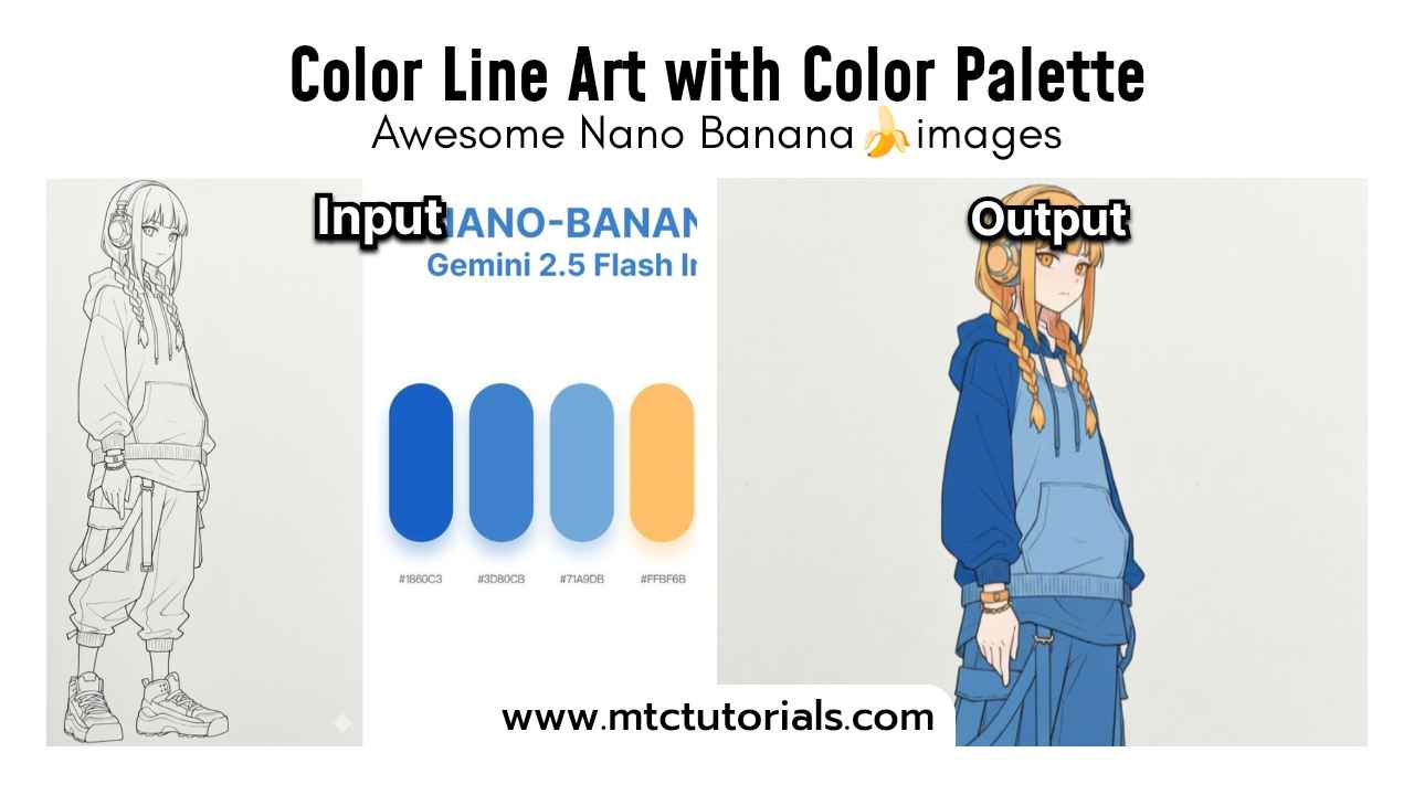 Color Line Art with Color Palette Gemini prompt