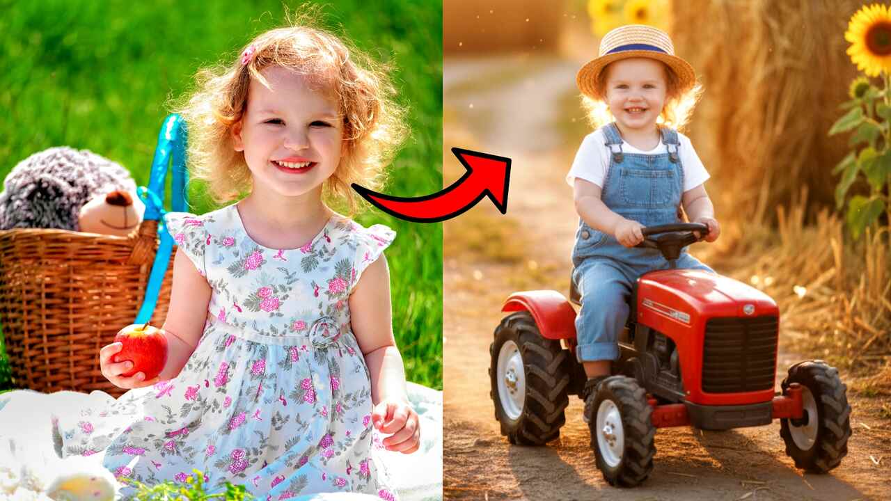 Gemini Prompt for Cute Baby Farmer on a Mini Tractor