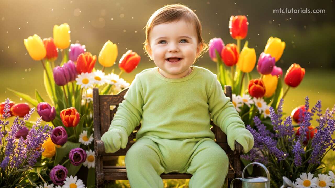Gemini Prompt for Sweet Baby Gardener in Bloom
