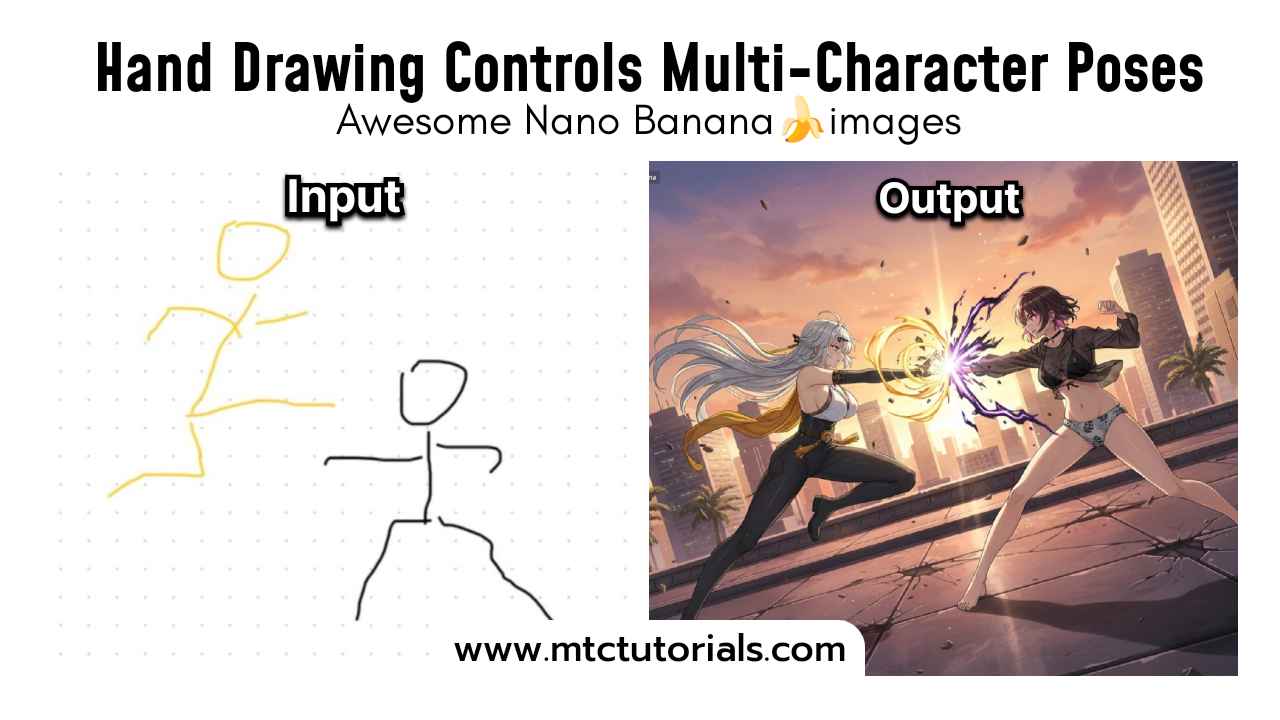 Hand Drawing to Character Pose Image free Gemini Nano Banana prompt