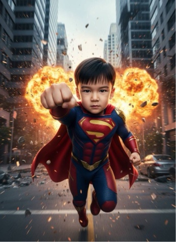 Gemini Impact: Child in Superman Costume Flies Through Explosive City Chaos