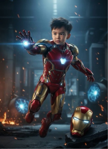 Gemini Power: Child in Iron Man Suit Ignites Superhero Fantasy