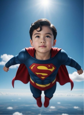 Child in Superman Costume Embracing Heroic Imagination